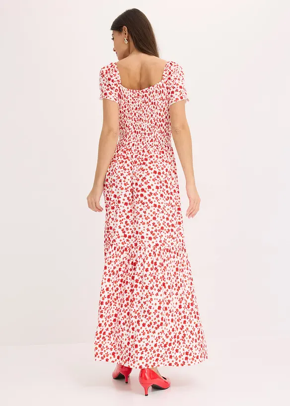 Maxikleid aus fließendem Viskose-Mix in weiß von hinten (Totalaufnahme) - bonprix