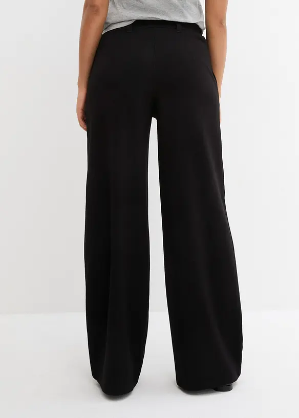Weite Marlenehose mit hohem Bund in schwarz von hinten - bonprix