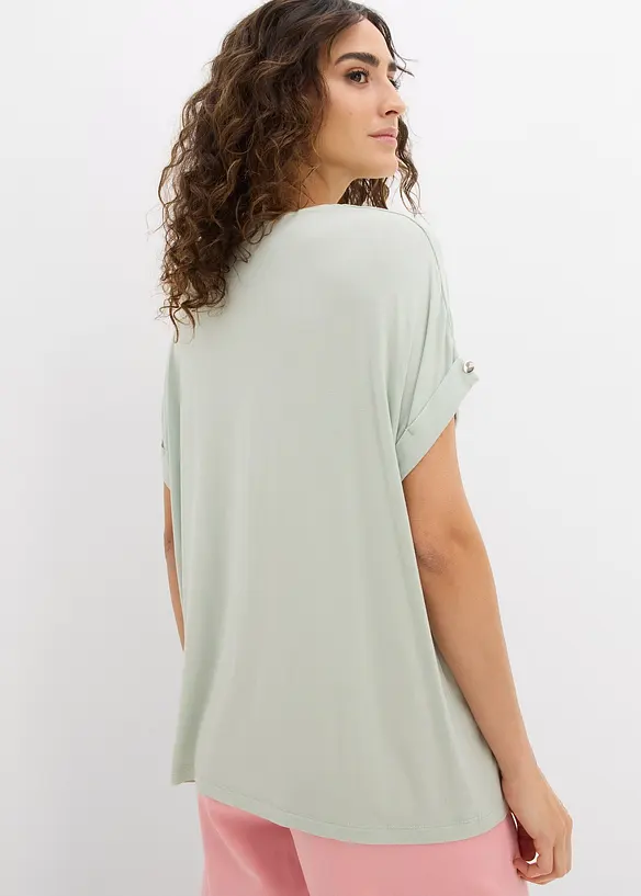 Shirt aus fließendem Viskose-Mix in grün von hinten (im Anschnitt) - bonprix Shirt aus fließendem Viskose-Mix in grün von hinten (im Anschnitt) - bonprix