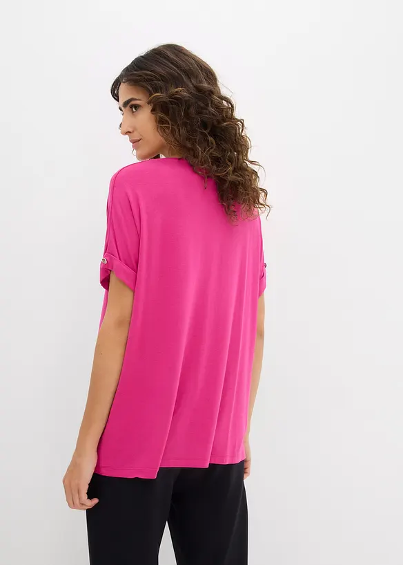 Shirt aus fließendem Viskose-Mix in pink von hinten (im Anschnitt) - bonprix