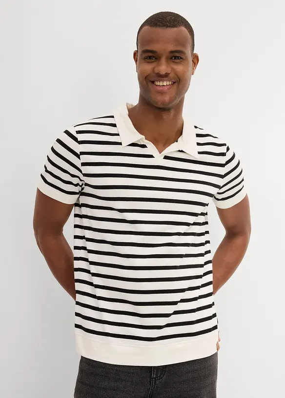 Poloshirt mit Bio-Baumwolle in weiß von vorne (im Anschnitt) - bonprix