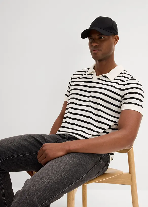 Poloshirt mit Bio-Baumwolle in weiß (im Anschnitt) - bonprix