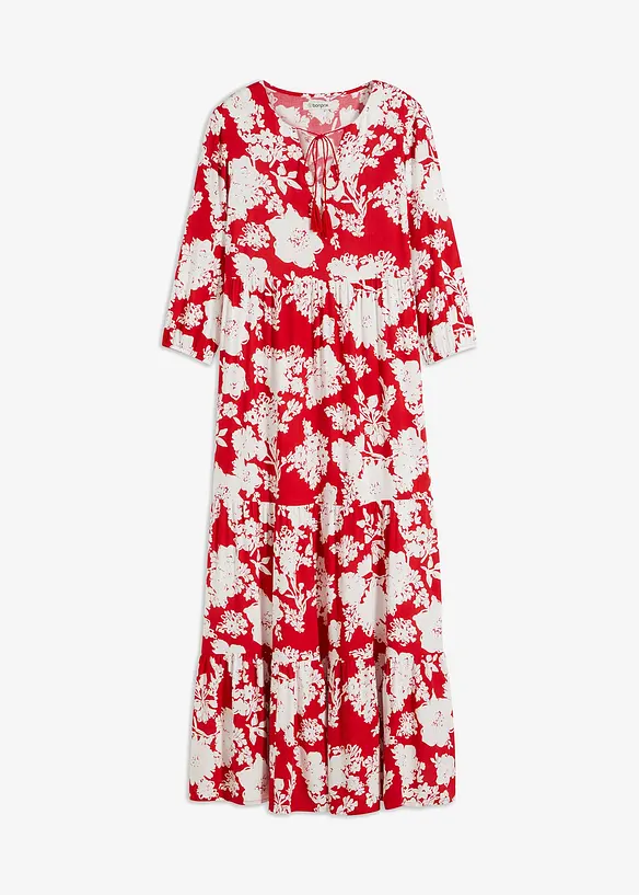 Maxikleid aus fließender Viskose in rot von vorne - bonprix
