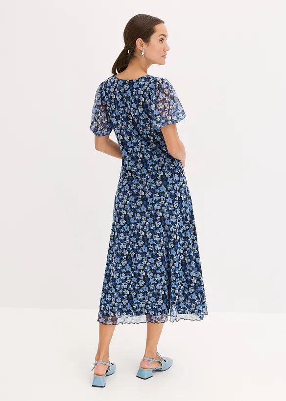 Midikleid aus Mesh in blau von hinten (Totalaufnahme) - bonprix Midikleid aus Mesh in blau von hinten (Totalaufnahme) - bonprix