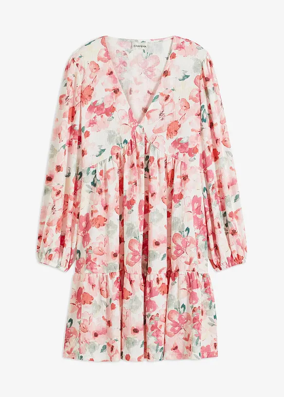 Tunika-Kleid aus leichtem Crêpe in beige von vorne - bonprix