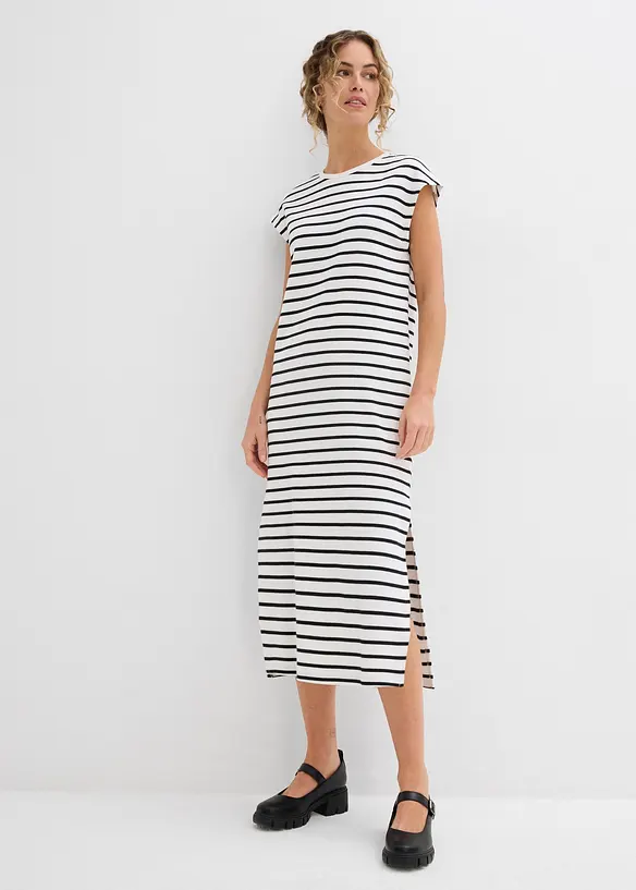 Jerseykleid aus reiner Baumwolle in weiß von vorne (Totalaufnahme) - bonprix Jerseykleid aus reiner Baumwolle in weiß von vorne (Totalaufnahme) - bonprix