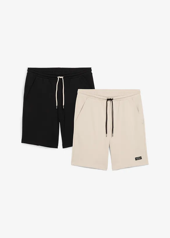 Sweat-Bermuda in Regular Fit (2er Pack) in grau von vorne - bonprix