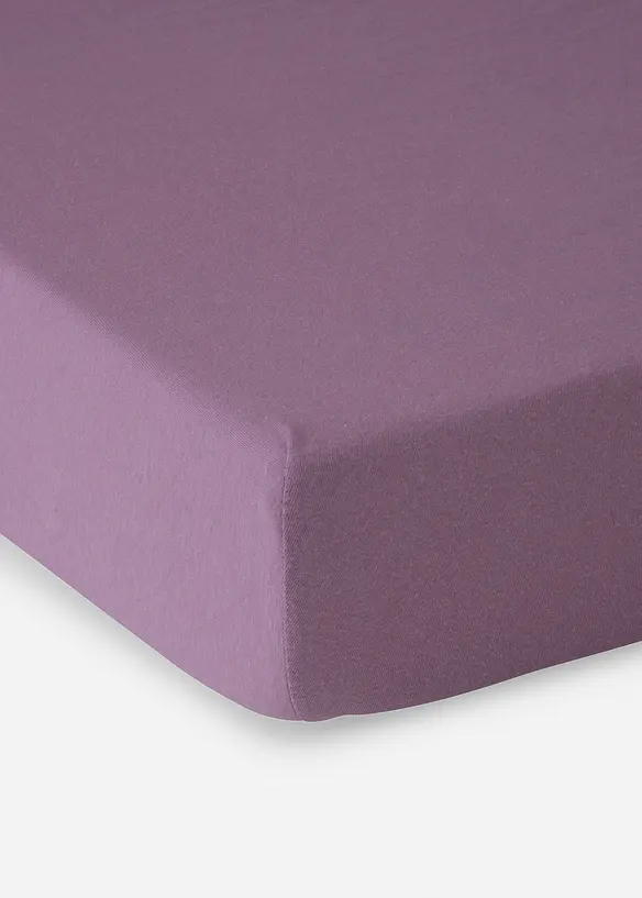 Jersey Spannbettlaken in Frühlingsfarben in lila von vorne - bonprix