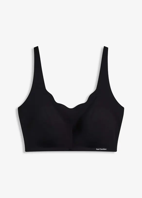 Wattierter Feel Comfort Lasercut T-Shirt-BH ohne Bügel in schwarz von vorne - bonprix