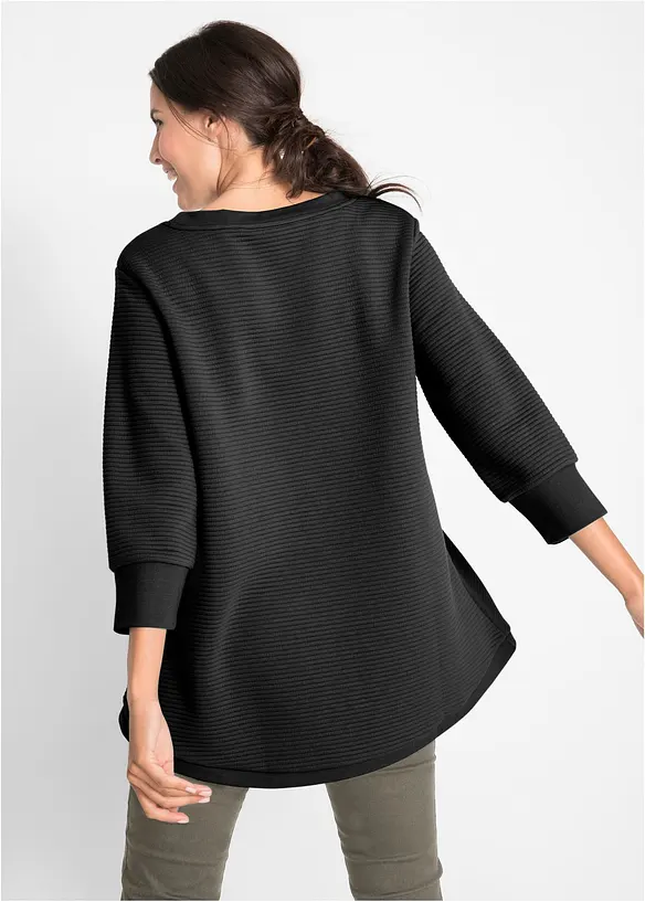 Langes Sweatshirt mit Viskose in schwarz von hinten (im Anschnitt) - bonprix