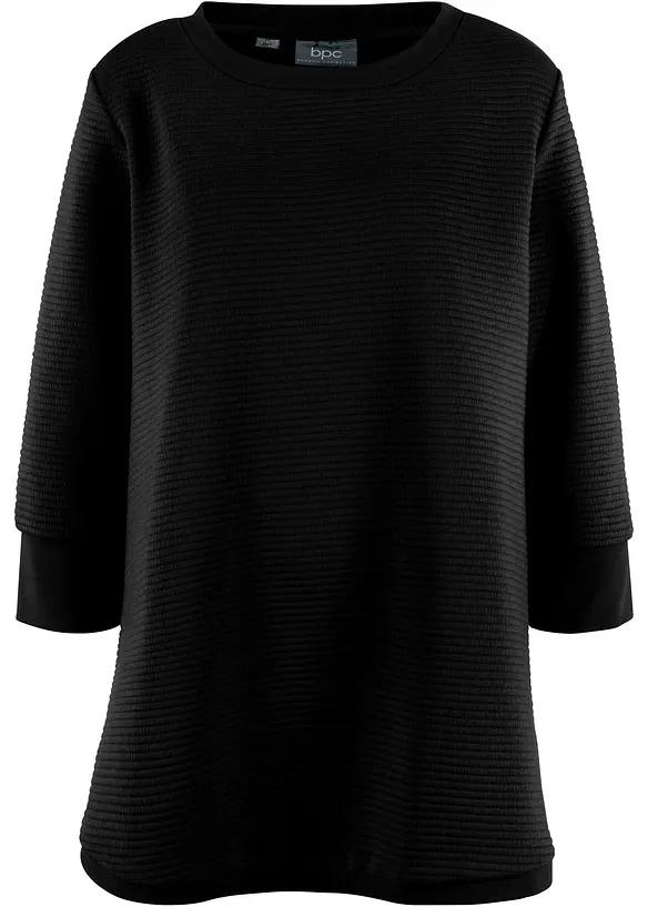 Langes Sweatshirt mit Viskose in schwarz von vorne - bonprix