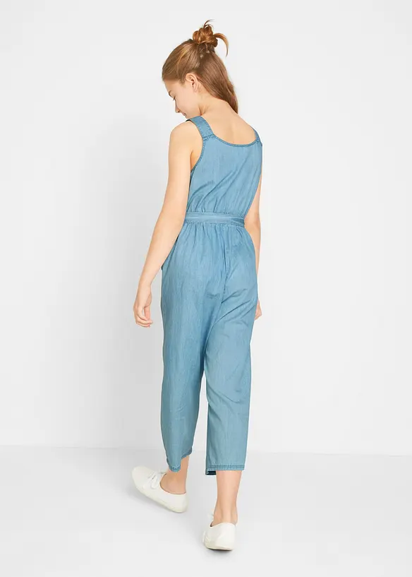 Jeans-Jumpsuit aus reiner Baumwolle in blau von hinten (Totalaufnahme) - bonprix