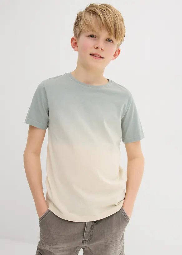 T-Shirt aus reiner Baumwolle in grün von vorne (im Anschnitt) - bonprix