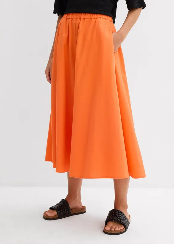 Midirock aus Leinen-Mix in orange von vorne - bonprix Midirock aus Leinen-Mix in orange von vorne - bonprix