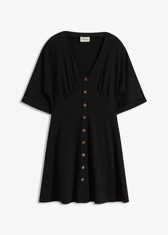 Tailliertes Minikleid in schwarz von vorne - bonprix Tailliertes Minikleid in schwarz von vorne - bonprix