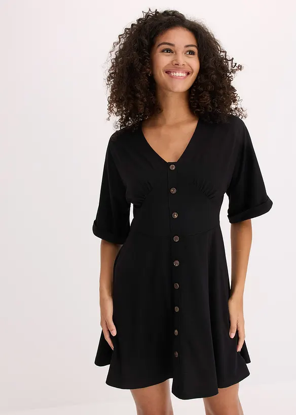 Tailliertes Minikleid in schwarz von vorne (Totalaufnahme) - bonprix Tailliertes Minikleid in schwarz von vorne (Totalaufnahme) - bonprix