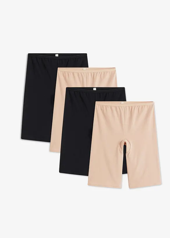 Lange Damen Boxer mit Bio-Baumwolle (4er Pack) in schwarz von vorne - bonprix