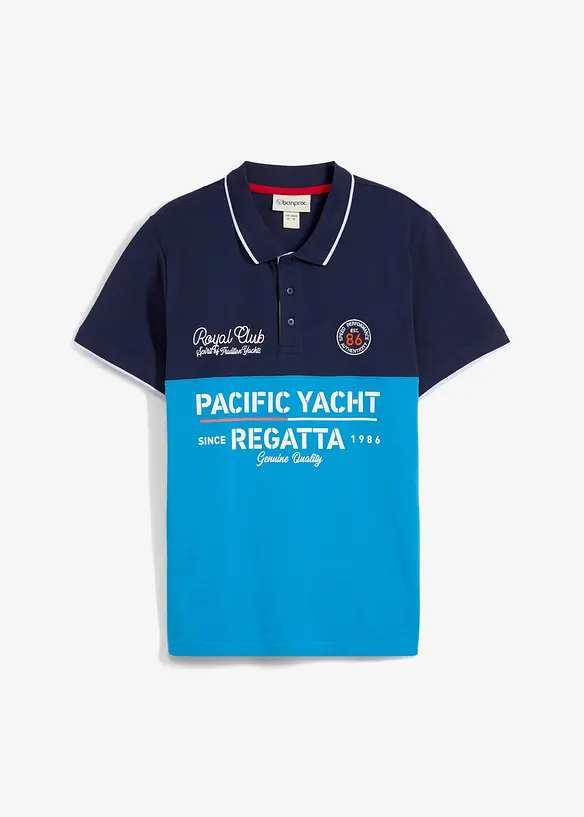 Piqué-Poloshirt aus reiner Bio-Baumwolle, Kurzarm in blau von vorne - bonprix