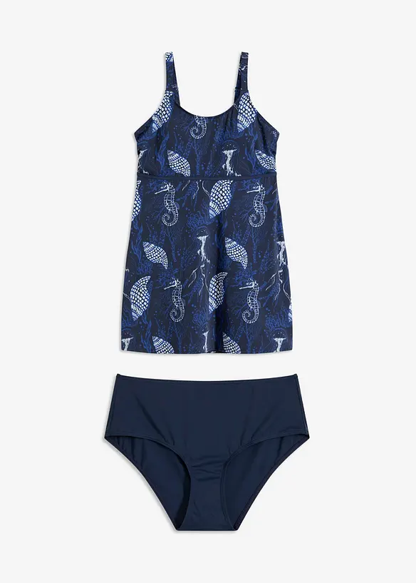 Long-Tankini (2-tlg.Set) in blau von vorne - bonprix