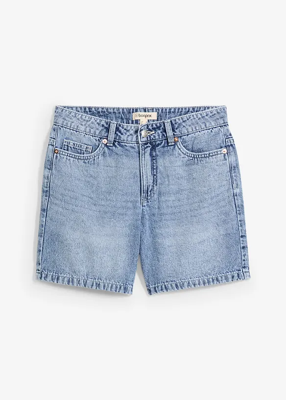 Jeans-Shorts Mid Waist in blau von vorne - bonprix