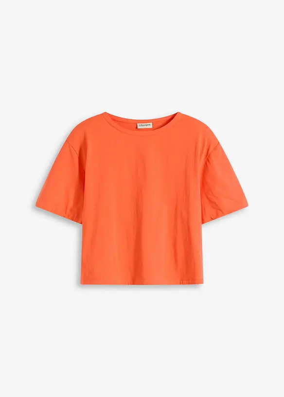 Oversize-Shirt aus reiner Bio-Baumwolle in orange von vorne - bonprix