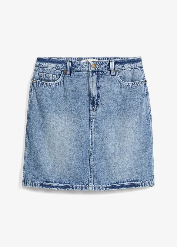 Jeansrock Mid Waist, Low Stretch in blau von vorne - bonprix Jeansrock Mid Waist, Low Stretch in blau von vorne - bonprix