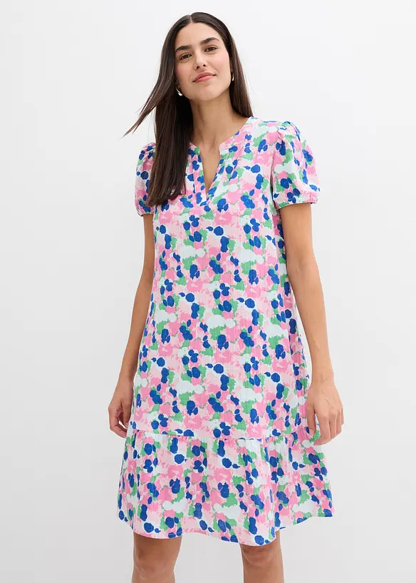 Minikleid aus weichem Musselin in weiß von vorne (Totalaufnahme) - bonprix Minikleid aus weichem Musselin in weiß von vorne (Totalaufnahme) - bonprix
