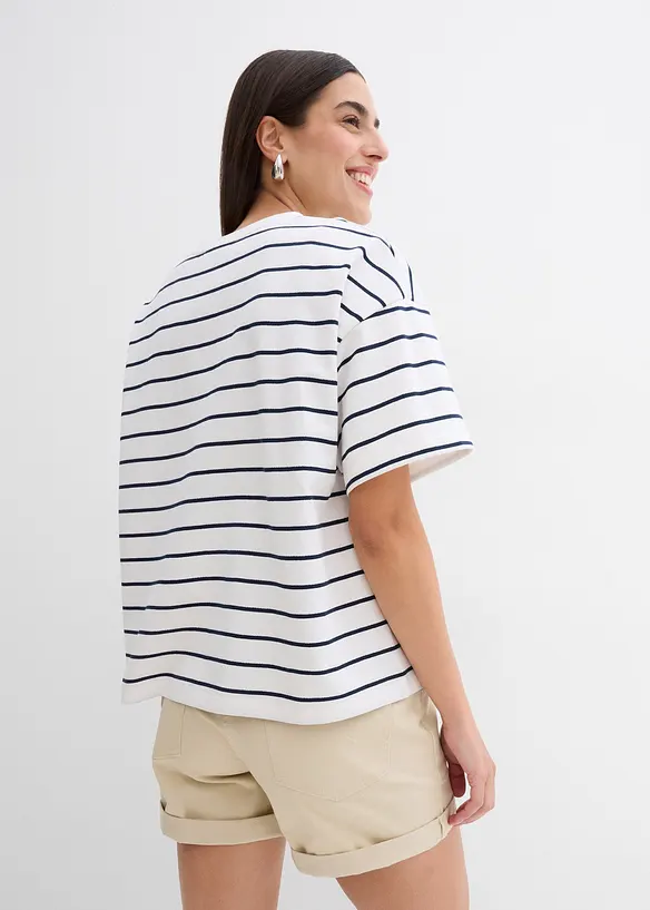 Sweatshirt aus weichem Baumwoll-Mix in weiß von hinten (im Anschnitt) - bonprix