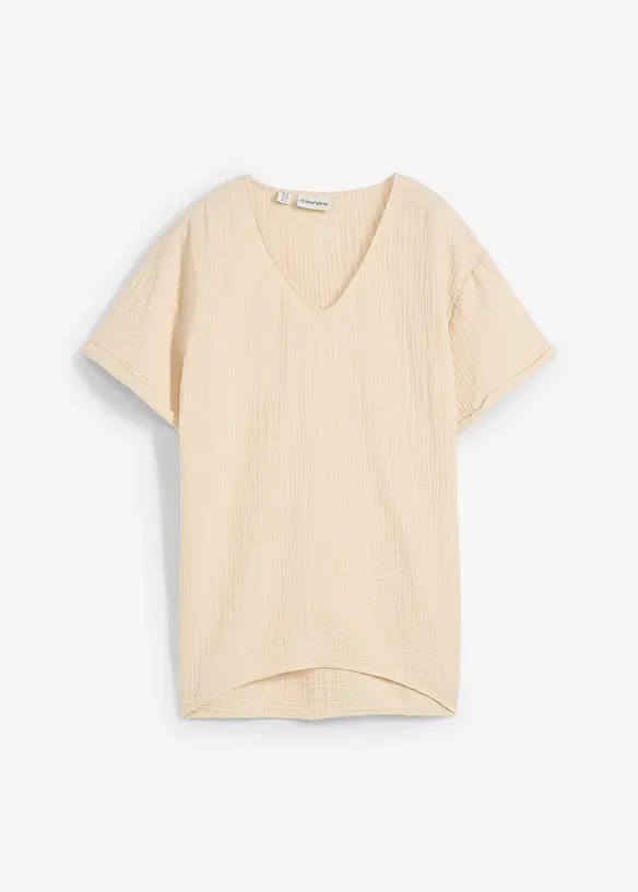 Musselin-Tunika aus reiner Baumwolle in beige von vorne - bonprix Musselin-Tunika aus reiner Baumwolle in beige von vorne - bonprix