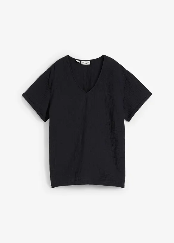 Musselin-Tunika aus reiner Baumwolle in schwarz von vorne - bonprix Musselin-Tunika aus reiner Baumwolle in schwarz von vorne - bonprix
