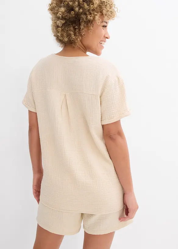 Musselin-Tunika aus reiner Baumwolle in beige von hinten (im Anschnitt) - bonprix Musselin-Tunika aus reiner Baumwolle in beige von hinten (im Anschnitt) - bonprix