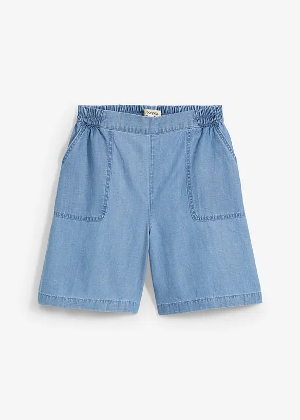Jeans-Shorts mit kühlendem Leinenanteil in blau von vorne - bonprix Jeans-Shorts mit kühlendem Leinenanteil in blau von vorne - bonprix