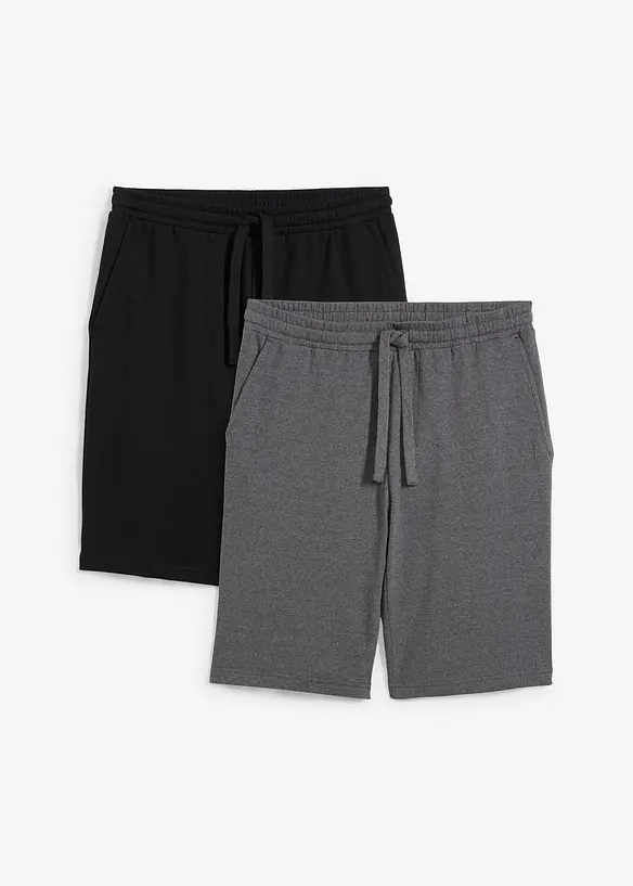 Sweat-Bermuda in Regular Fit (2er Pack) in grau von vorne - bonprix