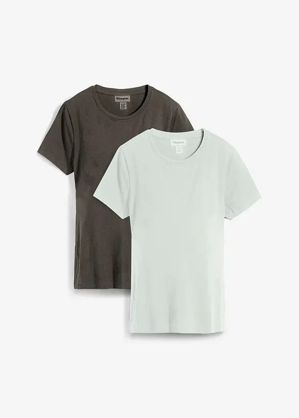 2-in-1 Umstands- und Stillshirts aus Bio-Baumwolle (2er-Pack) in grau von vorne - bonprix 2-in-1 Umstands- und Stillshirts aus Bio-Baumwolle (2er-Pack) in grau von vorne - bonprix