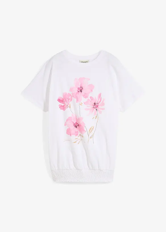 Shirt aus Bio-Baumwolle in weiß von vorne - bonprix
