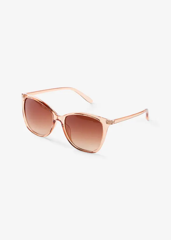 Sonnenbrille mit transparentem Rahmen in braun von vorne - bonprix