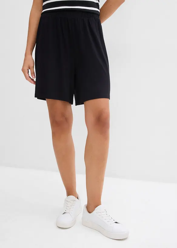 Schlupf-Shorts aus softem Viskose-Mix in schwarz von vorne - bonprix