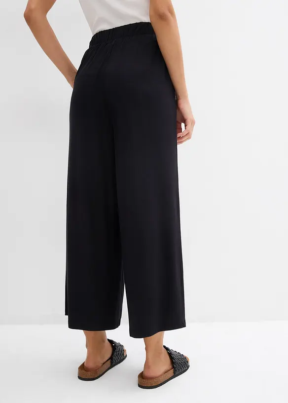 Jersey-Culotte aus fließender Viskose in schwarz von hinten - bonprix