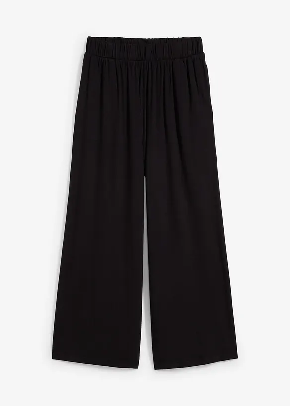 Jersey-Culotte aus fließender Viskose in schwarz von vorne - bonprix