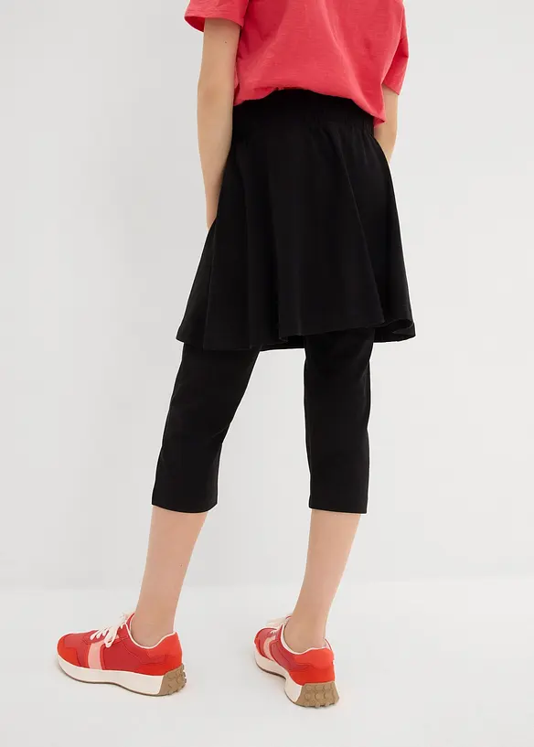 Capri-Leggings mit integriertem Rock in schwarz von hinten - bonprix