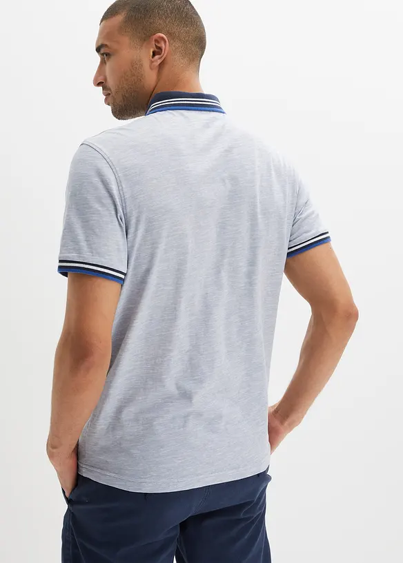 Poloshirt aus reiner Bio-Baumwolle in blau von hinten (im Anschnitt) - bonprix