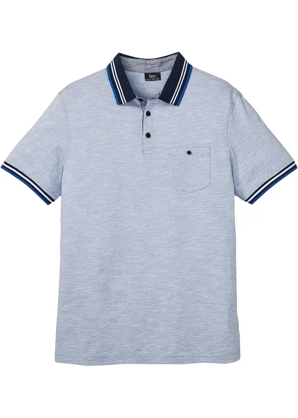 Poloshirt aus reiner Bio-Baumwolle in blau von vorne - bonprix