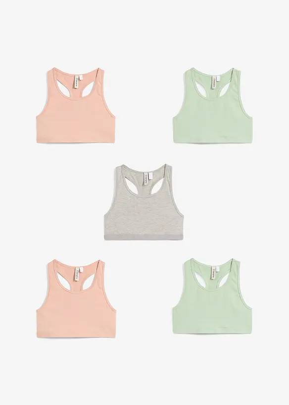Bustier mit Bio-Baumwolle (5er Pack) in grau - bonprix