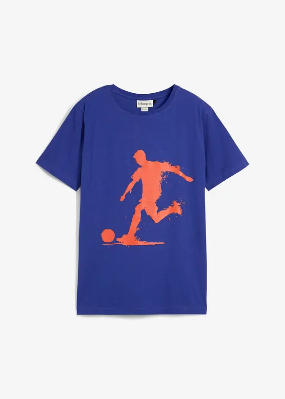 T-Shirt aus reiner Bio-Baumwolle in blau von vorne - bonprix