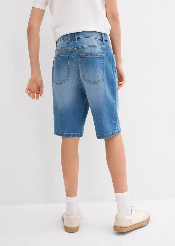 Stretch-Jeans-Bermuda mit verstellbarem Bund, Regular Fit (2er Pack) in blau von hinten - bonprix