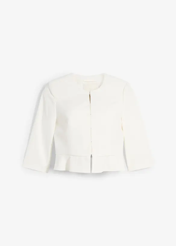 Kurzer Umstandsblazer aus Satin in weiß von vorne - bonprix Kurzer Umstandsblazer aus Satin in weiß von vorne - bonprix
