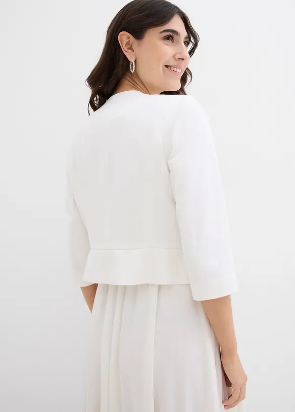 Kurzer Umstandsblazer aus Satin in weiß von hinten (im Anschnitt) - bonprix Kurzer Umstandsblazer aus Satin in weiß von hinten (im Anschnitt) - bonprix