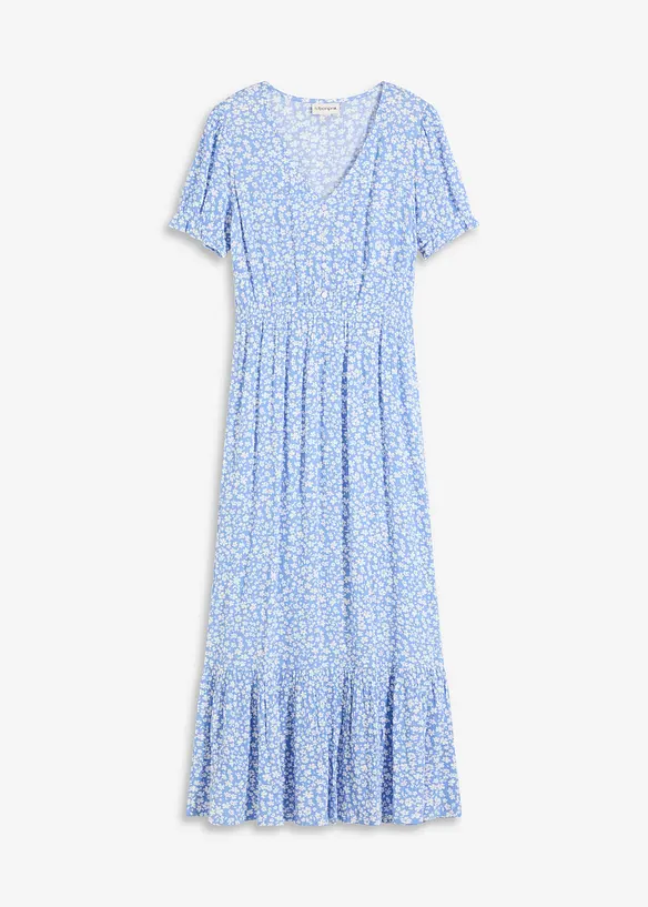 Maxikleid aus reiner Viskose in blau von vorne - bonprix