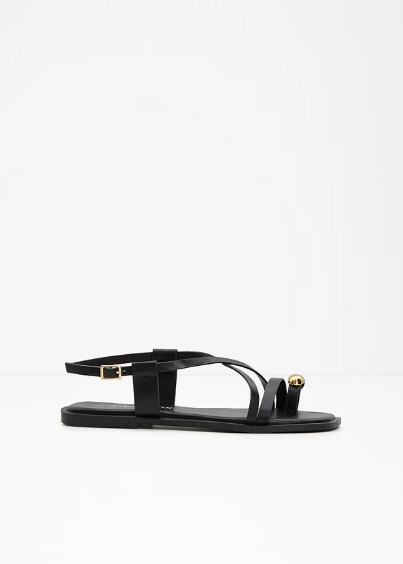 Zehenstegsandalen mit Metallic-Detail in schwarz - bonprix