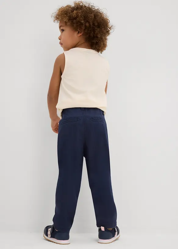 Slim Fit Chinohose mit verstellbarem Bund, Straight in blau von hinten - bonprix